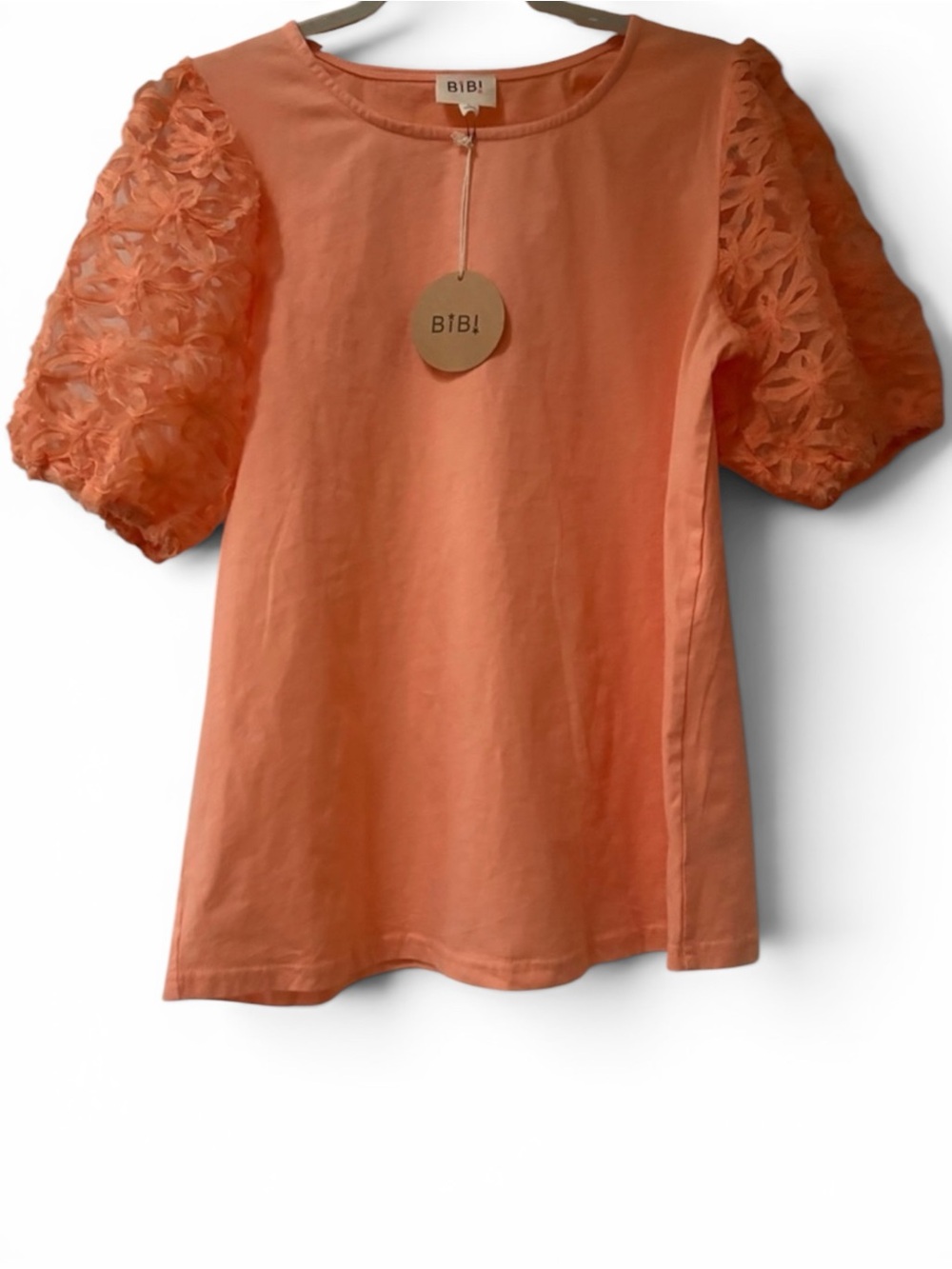 BiBi Lg NWT Orange Lace Sleeve Blouse